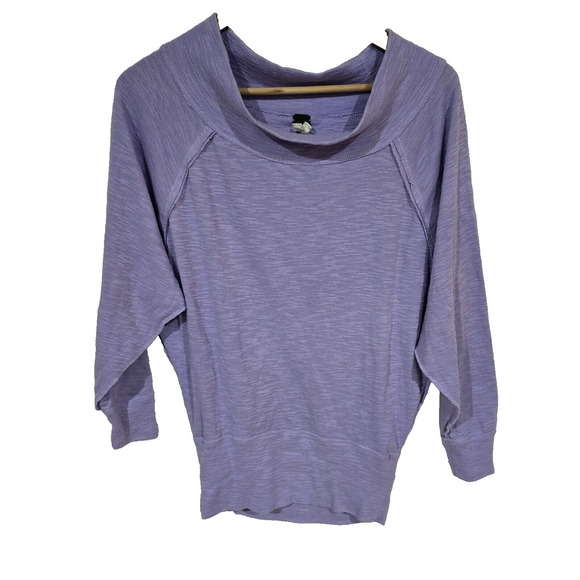 We The Free People Top Small Palisades Off Shoulder Purple Relaxed Dolman - Picture 1 of 14